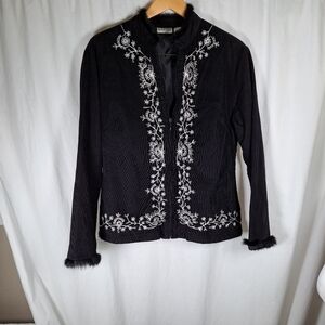 White Stag Black and White Embroidered Blazer